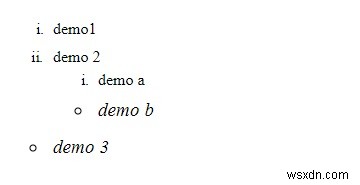 ประเภทรายการการตั้งค่าสไตล์ใน CSS 