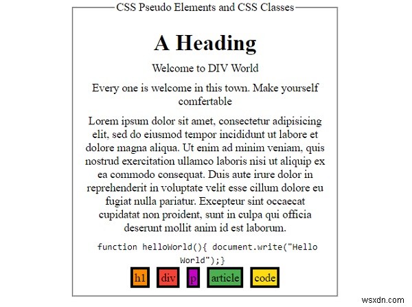 องค์ประกอบหลอกและคลาส CSS 