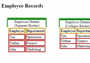 การยุบขอบตารางใน CSS 