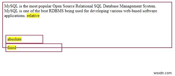 การวางตำแหน่งที่แน่นอนโดยใช้ CSS 