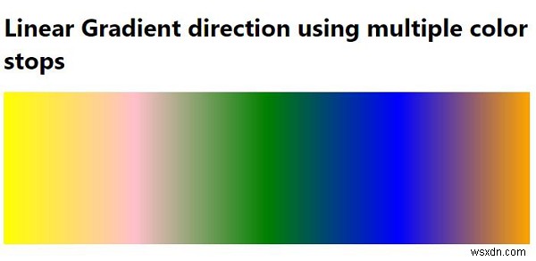 การสร้างการไล่ระดับสีเชิงเส้นโดยใช้การหยุดหลายสีใน CSS 