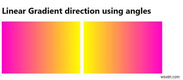 การตั้งค่าทิศทางของการไล่ระดับสีเชิงเส้นโดยใช้มุมใน CSS 