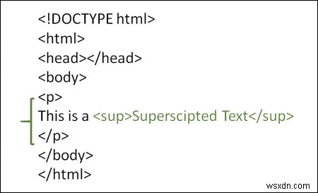 วิธีการทำเครื่องหมายตัวยกข้อความใน HTML? 