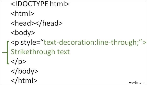 จะทำเครื่องหมายข้อความขีดทับใน HTML ได้อย่างไร? 