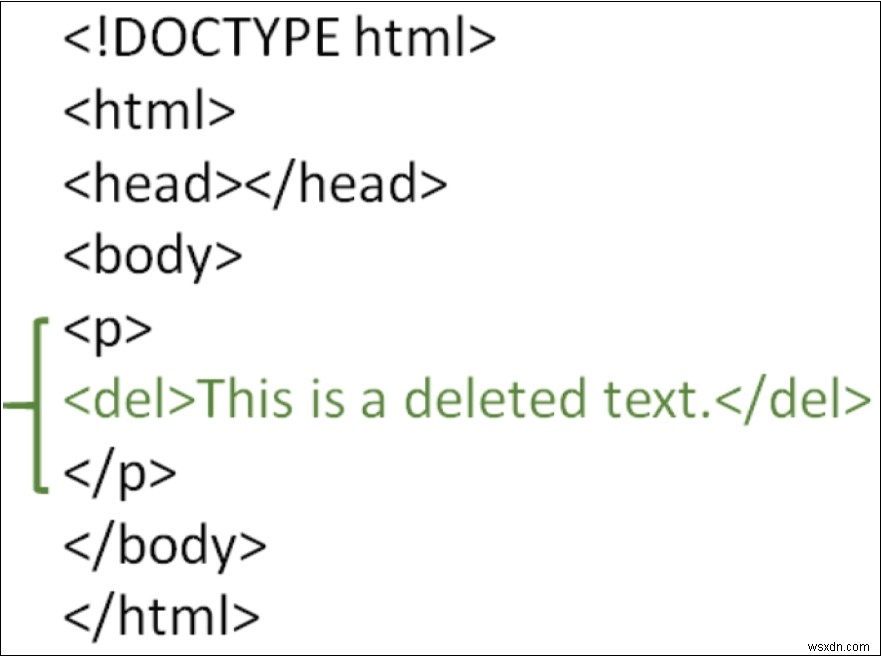 วิธีการทำเครื่องหมายข้อความที่ถูกลบใน HTML? 