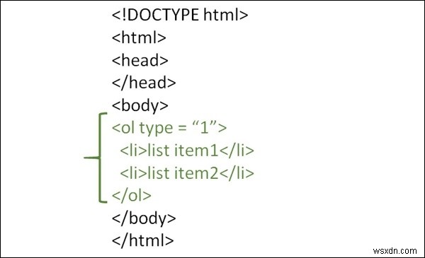จะสร้างรายการสั่งซื้อพร้อมรายการที่มีตัวเลขใน HTML ได้อย่างไร? 