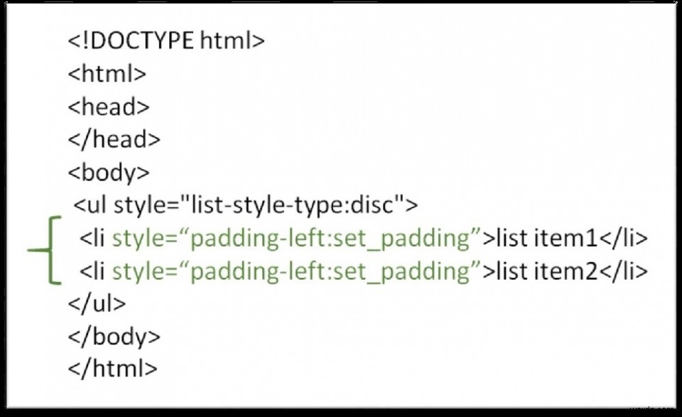 จะสร้างช่องว่างระหว่างรายการสัญลักษณ์แสดงหัวข้อย่อยและข้อความใน HTML ได้อย่างไร? 
