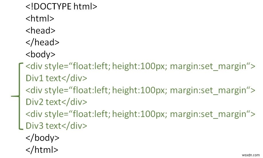 เราจะใส่สามส่วน  div  เคียงข้างกันใน HTML ได้อย่างไร 