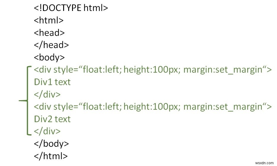 เราจะใส่สองส่วน  div  เคียงข้างกันใน HTML ได้อย่างไร 