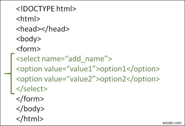 เราจะใช้รายการดรอปดาวน์อย่างง่ายของรายการในรูปแบบ HTML ได้อย่างไร 