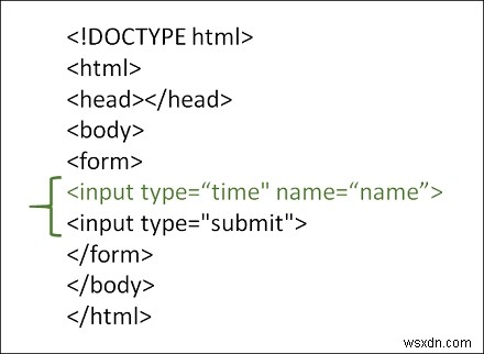 จะใช้ประเภทอินพุตเวลาใน HTML ได้อย่างไร 