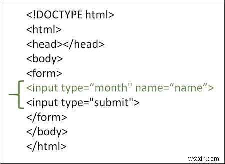 จะใช้ประเภทการป้อนข้อมูลเดือนใน HTML ได้อย่างไร? 
