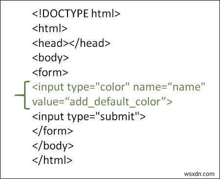 จะใช้ฟิลด์ประเภทอินพุตกับตัวเลือกสีใน HTML ได้อย่างไร? 