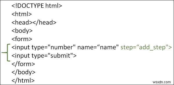 จะใช้ฟิลด์ประเภทอินพุตพร้อมขั้นตอนใน HTML ได้อย่างไร? 
