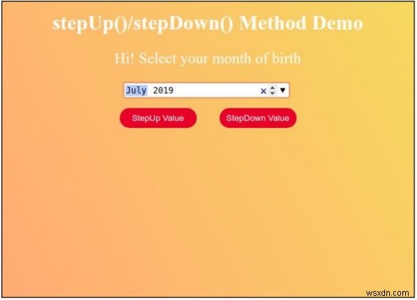 HTML DOM อินพุตเดือน stepDown() Method 