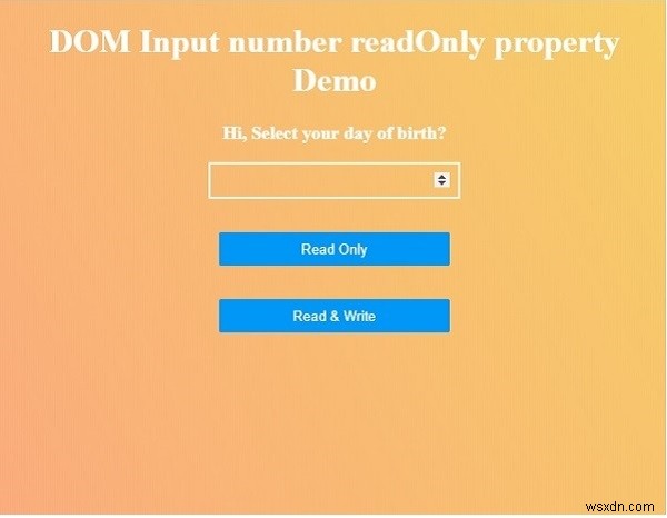 HTML DOM Input Number คุณสมบัติอ่านอย่างเดียว 