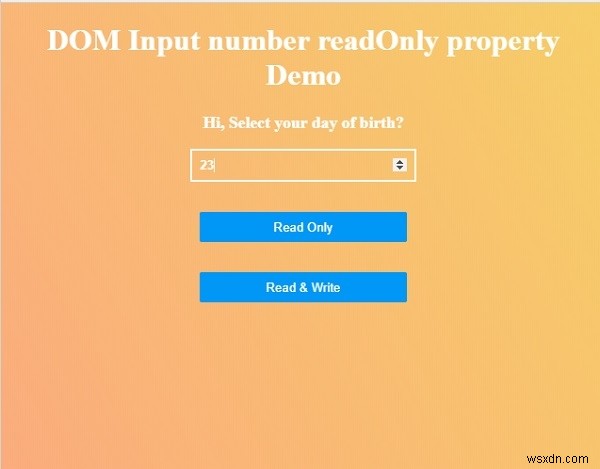 HTML DOM Input Number คุณสมบัติอ่านอย่างเดียว 