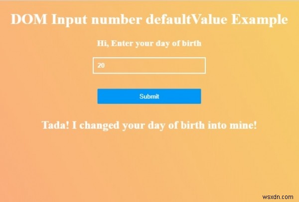 HTML DOM Input Number คุณสมบัติ defaultValue 