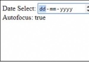 คุณสมบัติการโฟกัสอัตโนมัติวันที่ป้อนข้อมูล HTML DOM 