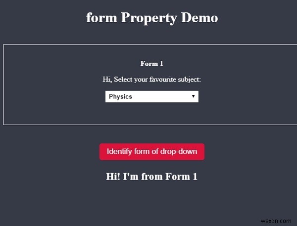 HTML DOM เลือกแบบฟอร์ม คุณสมบัติ 
