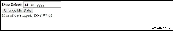 HTML DOM อินพุตวันที่ min คุณสมบัติ 