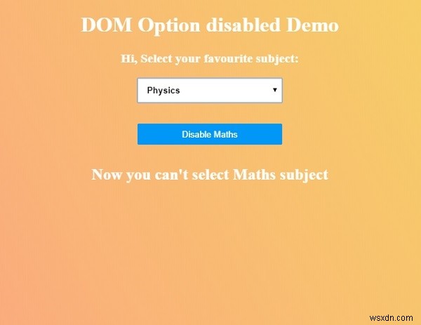 ตัวเลือก HTML DOM ถูกปิดใช้งานคุณสมบัติ 