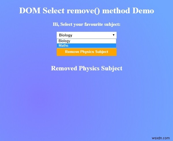 HTML DOM เลือก Remove() Method 