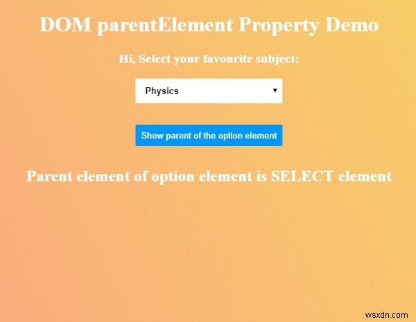 คุณสมบัติ HTML DOM parentElement 