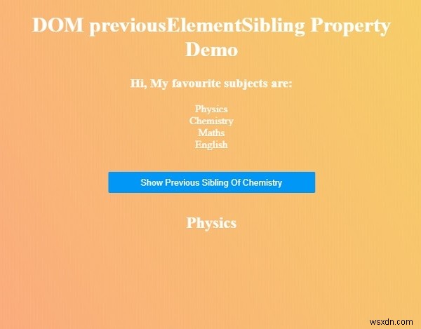 HTML DOM ก่อนหน้าElementSibling Property 