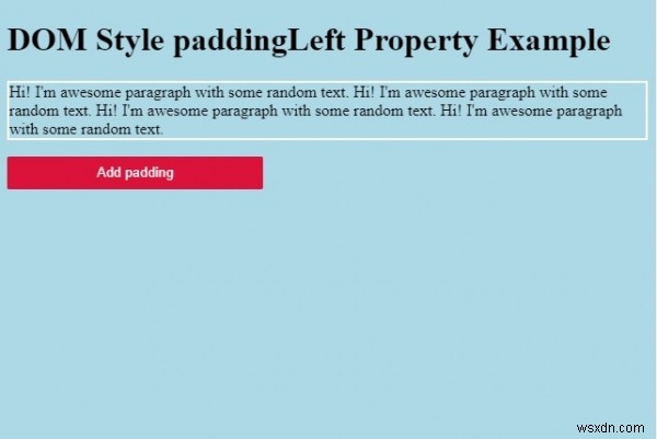 HTML DOM Style paddingคุณสมบัติด้านซ้าย 