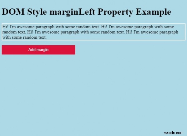 HTML DOM สไตล์ marginLeft Property 