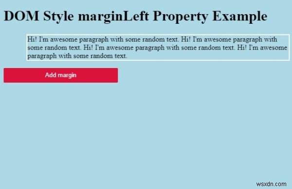 HTML DOM สไตล์ marginLeft Property 