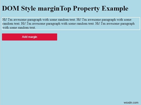 HTML DOM สไตล์ marginTop Property 