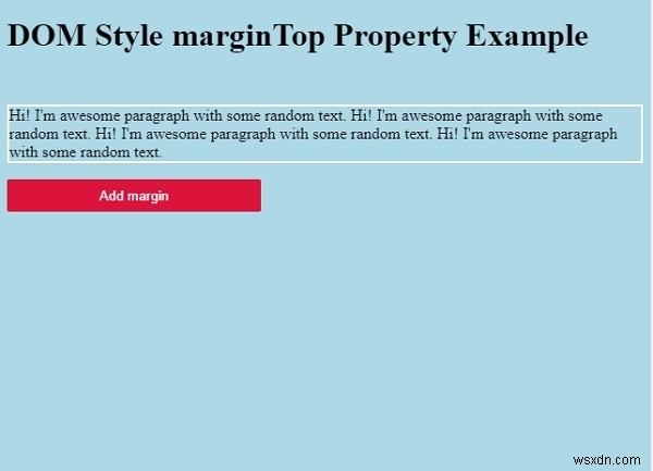 HTML DOM สไตล์ marginTop Property 