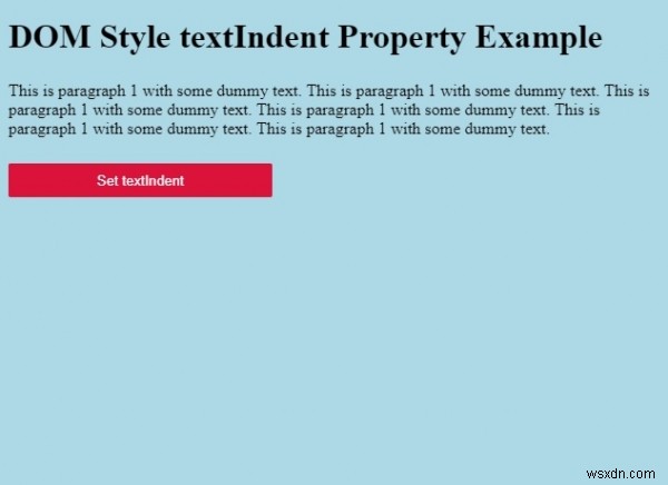 HTML DOM สไตล์ textIndent คุณสมบัติ 