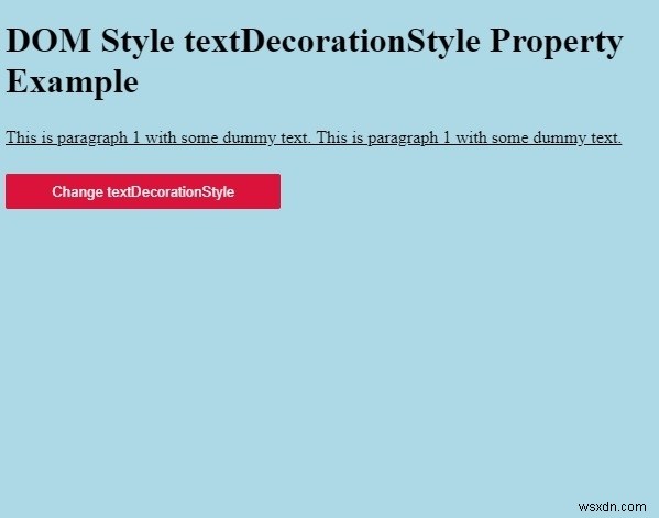 HTML DOM สไตล์ textDecorationStyle คุณสมบัติ 