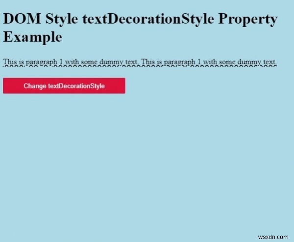 HTML DOM สไตล์ textDecorationStyle คุณสมบัติ 