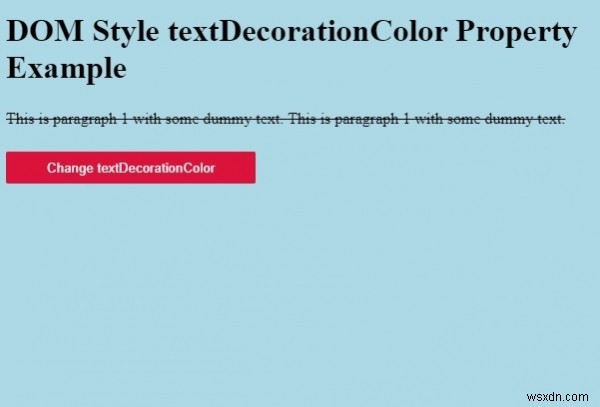 HTML DOM สไตล์ textDecorationColor คุณสมบัติ 