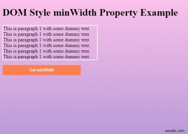 รูปแบบ HTML DOM คุณสมบัติความกว้าง minWidth 