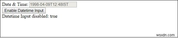 อินพุต HTML DOM วันที่และเวลาถูกปิดใช้งาน คุณสมบัติ 