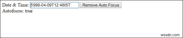 HTML DOM Input Datetime คุณสมบัติออโต้โฟกัส 