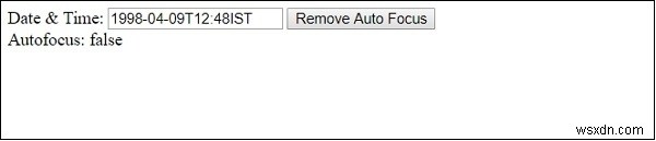 HTML DOM Input Datetime คุณสมบัติออโต้โฟกัส 