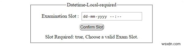 อินพุต HTML DOM DatetimeLocal คุณสมบัติที่ต้องการ 