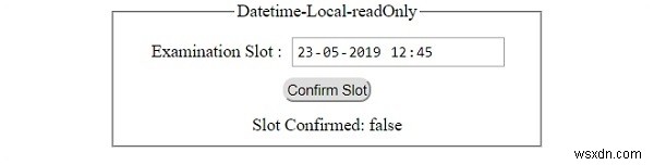 อินพุต HTML DOM DatetimeLocal คุณสมบัติอ่านอย่างเดียว 