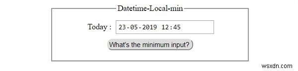 HTML DOM อินพุต DatetimeLocal min คุณสมบัติ 