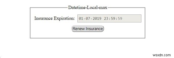 อินพุต HTML DOM DatetimeLocal max Property 