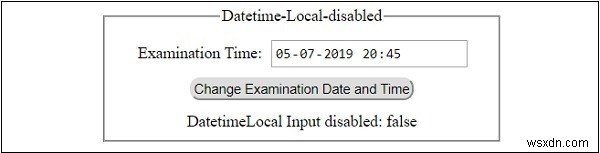 อินพุต HTML DOM DatetimeLocal ปิดใช้งานคุณสมบัติ 