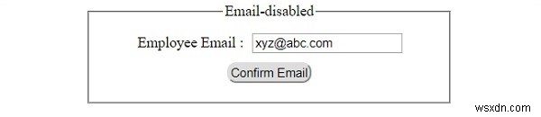 อินพุต HTML DOM อีเมลถูกปิดใช้งาน คุณสมบัติ 