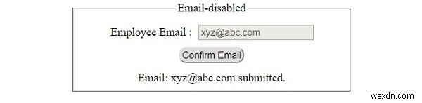 อินพุต HTML DOM อีเมลถูกปิดใช้งาน คุณสมบัติ 