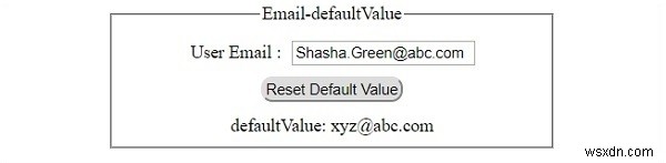 HTML DOM Input Email defaultValue Property 